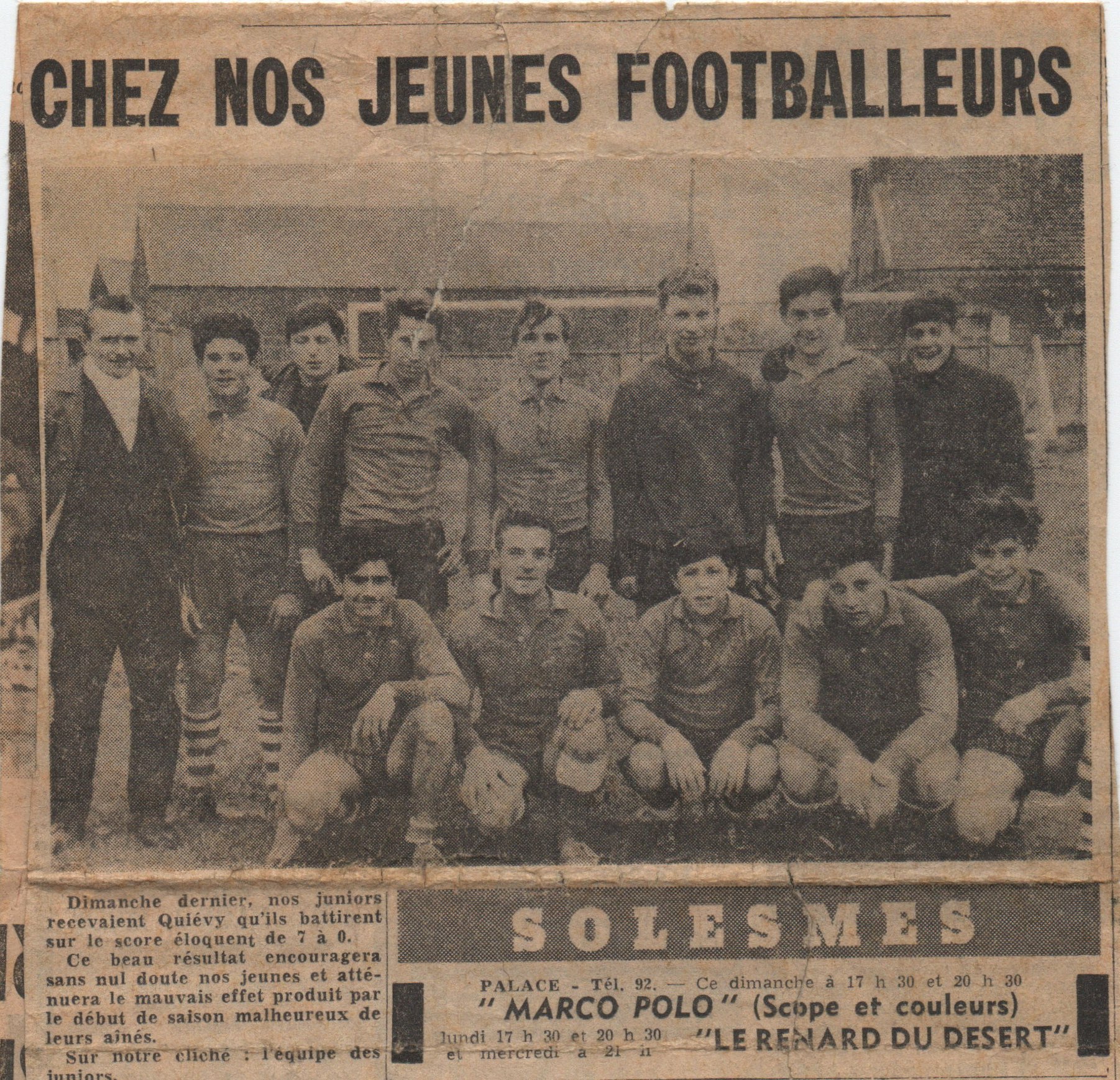 Chez nos jeunes footballeurs